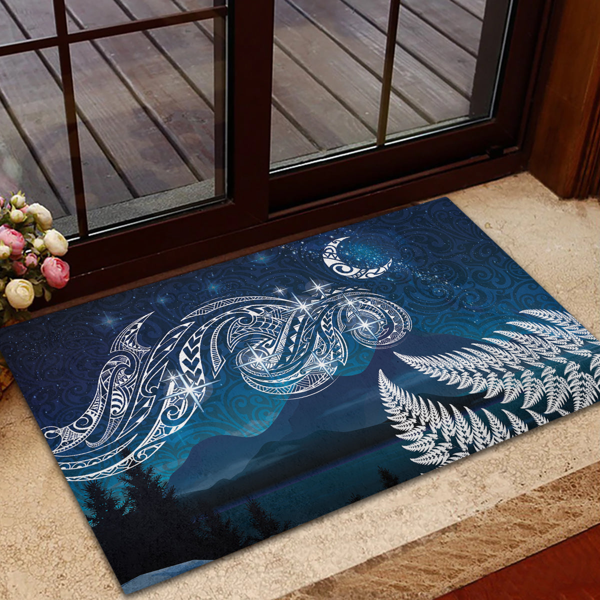 New Zealand Matariki Rubber Doormat Starry Night Style
