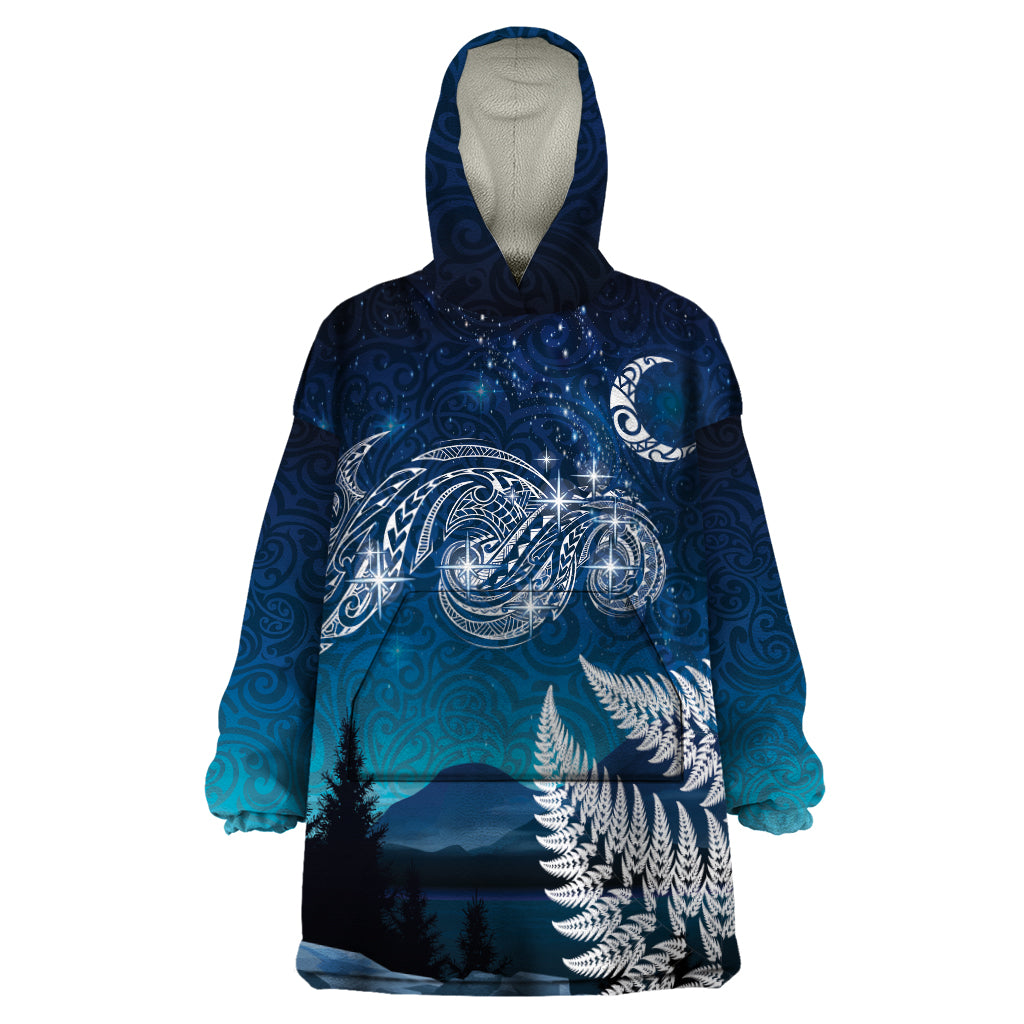 New Zealand Matariki Wearable Blanket Hoodie Starry Night Style LT7 One Size Navy - Polynesian Pride