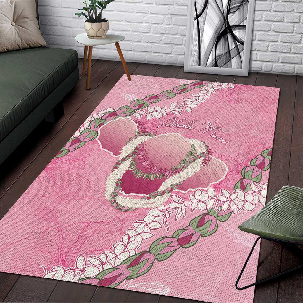 Hawaii Maui Island Flowers Lei Area Rug Lokelani Rose Pink