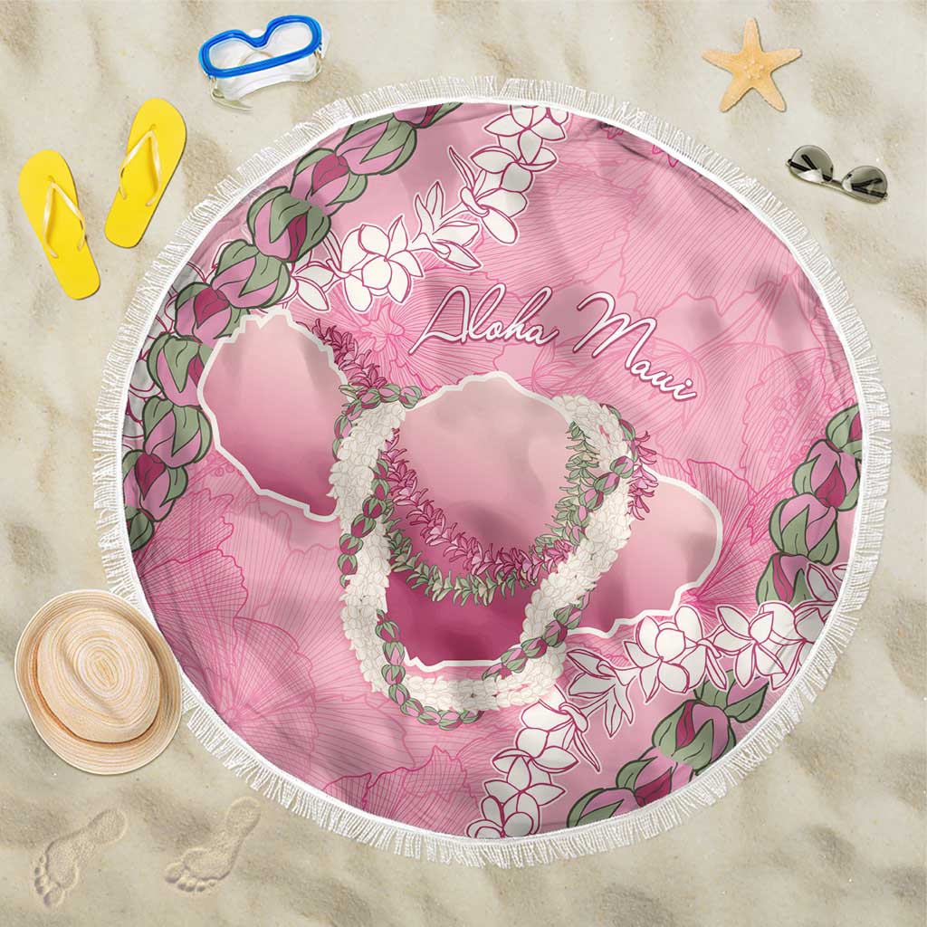 Hawaii Maui Island Flowers Lei Beach Blanket Lokelani Rose Pink LT7 One Size 150cm Pink - Polynesian Pride