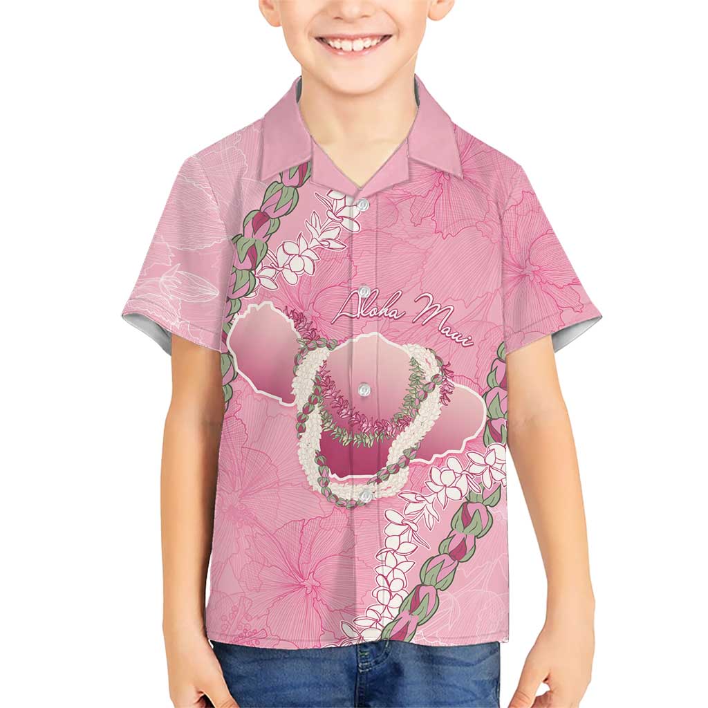 Hawaii Maui Island Flowers Lei Family Matching Mermaid Dress and Hawaiian Shirt Lokelani Rose Pink