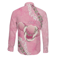 Hawaii Maui Island Flowers Lei Family Matching Short Sleeve Bodycon Dress and Hawaiian Shirt Lokelani Rose Pink