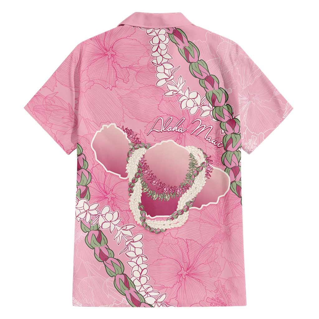 Hawaii Maui Island Flowers Lei Family Matching Summer Maxi Dress and Hawaiian Shirt Lokelani Rose Pink