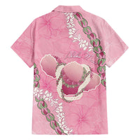 Hawaii Maui Island Flowers Lei Family Matching Summer Maxi Dress and Hawaiian Shirt Lokelani Rose Pink