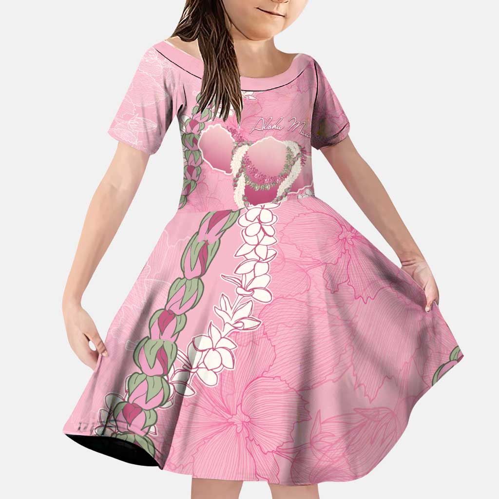Hawaii Maui Island Flowers Lei Family Matching Tank Maxi Dress and Hawaiian Shirt Lokelani Rose Pink