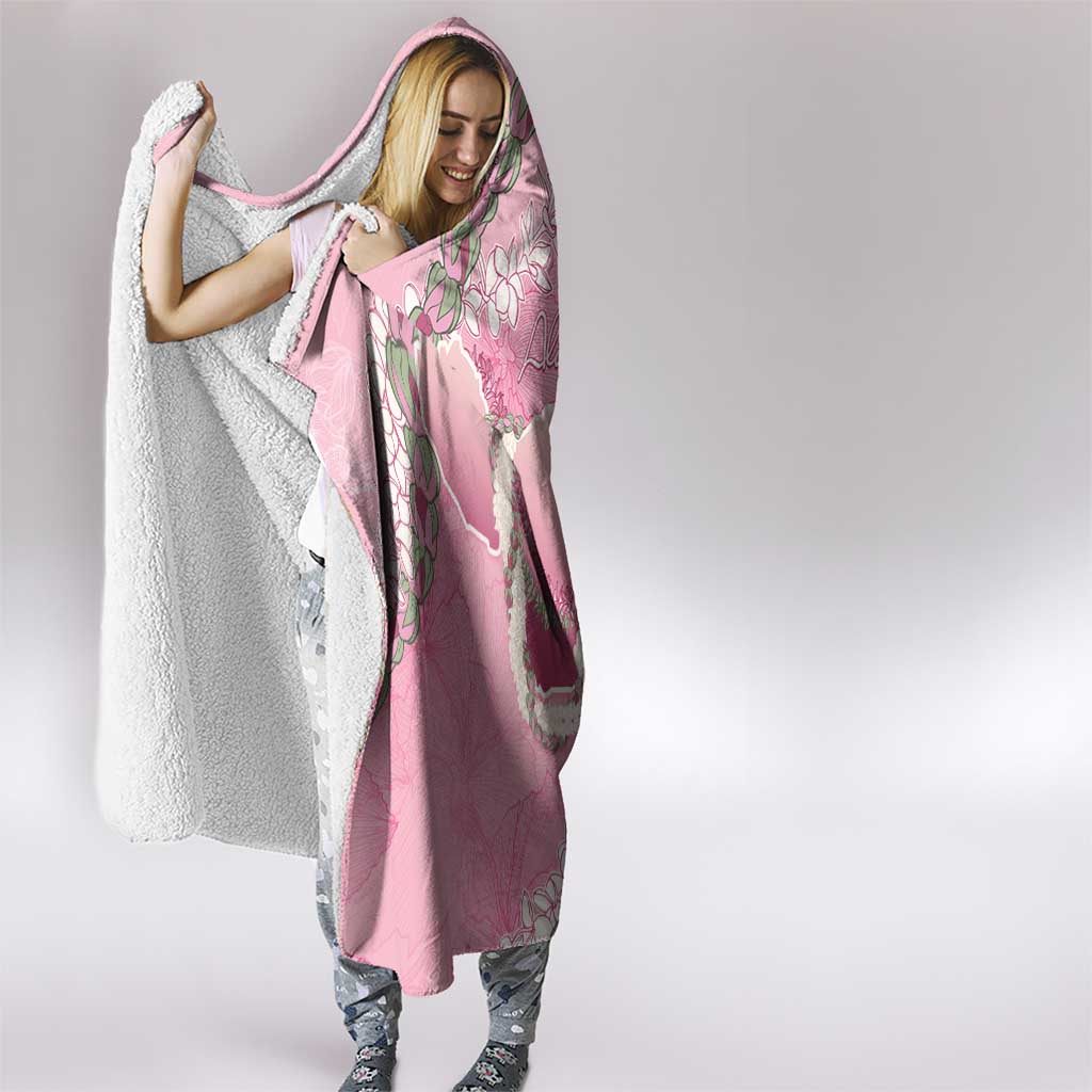 Hawaii Maui Island Flowers Lei Hooded Blanket Lokelani Rose Pink