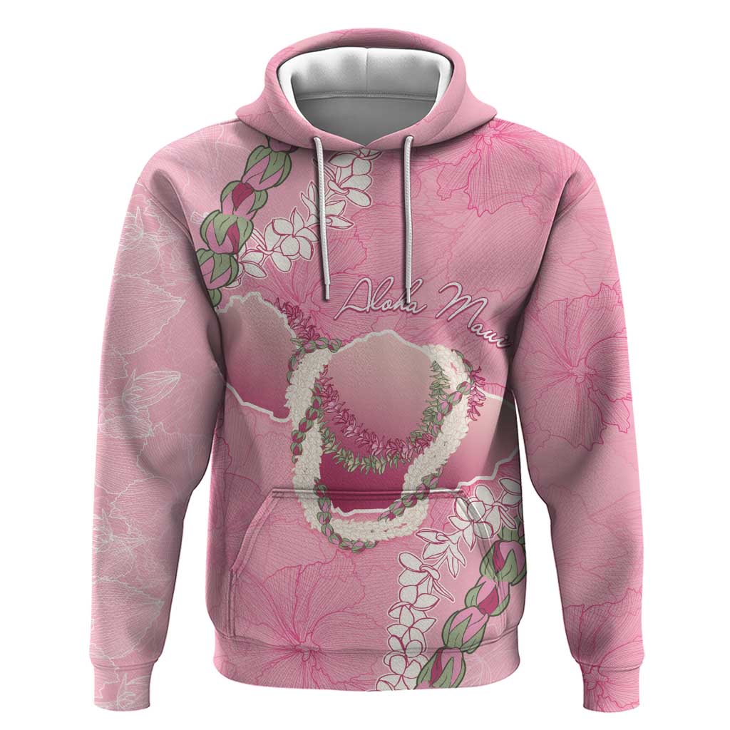 Hawaii Maui Island Flowers Lei Hoodie Lokelani Rose Pink