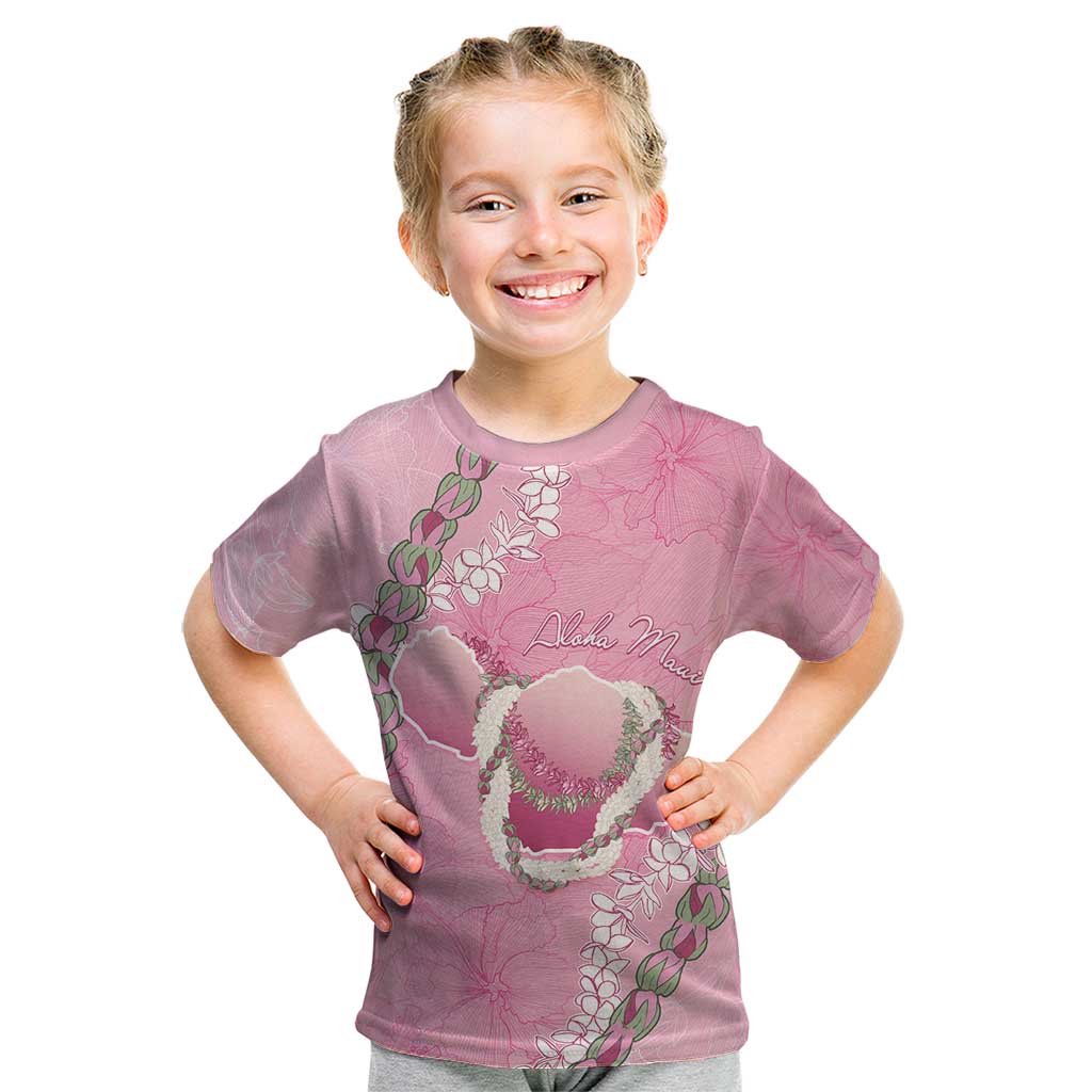 Hawaii Maui Island Flowers Lei Kid T Shirt Lokelani Rose Pink