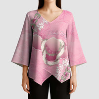 Hawaii Maui Island Flowers Lei Kimono Sleeve Blouse Lokelani Rose Pink LT7 - Polynesian Pride