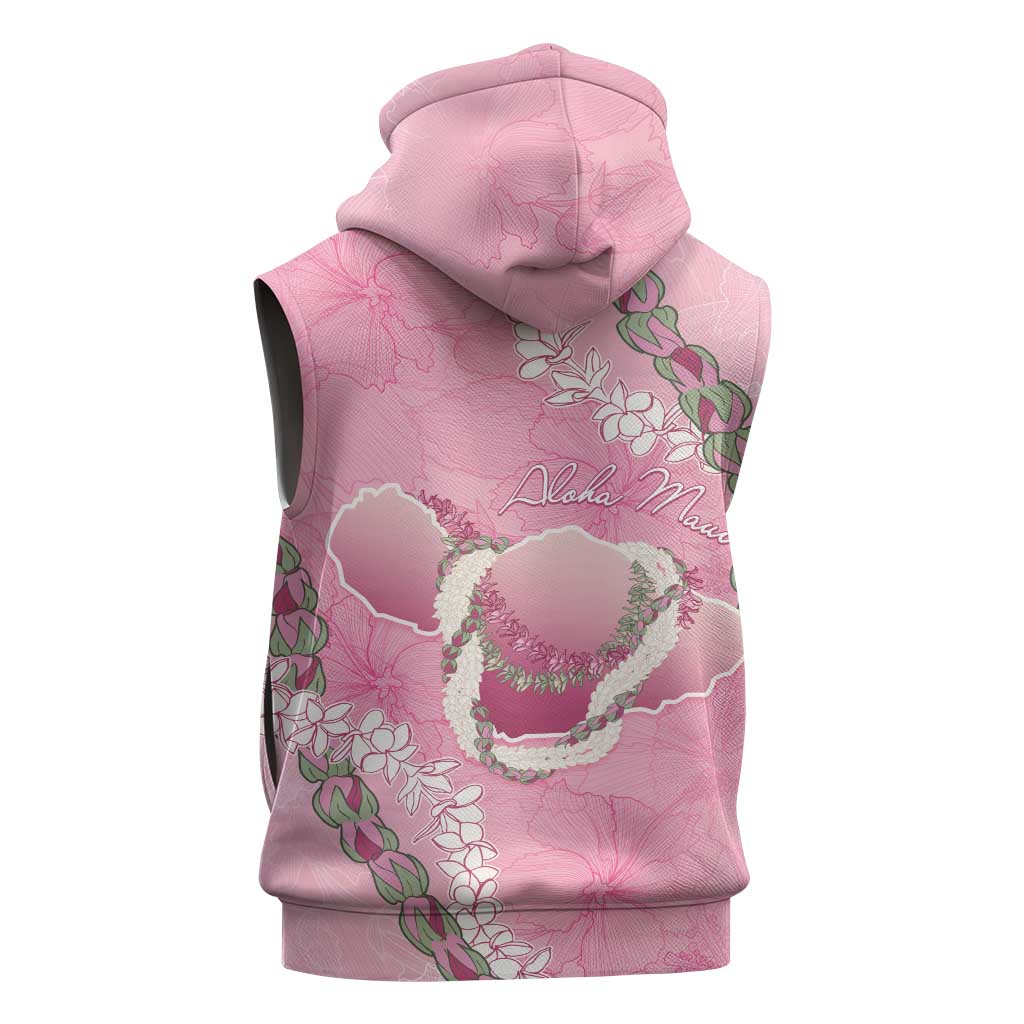Hawaii Maui Island Flowers Lei Sleeveless Hoodie Lokelani Rose Pink