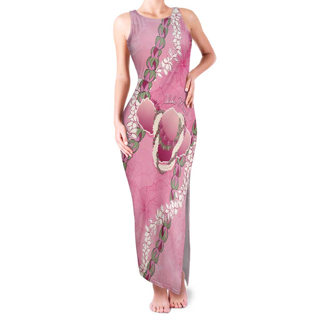 Hawaii Maui Island Flowers Lei Tank Maxi Dress Lokelani Rose Pink