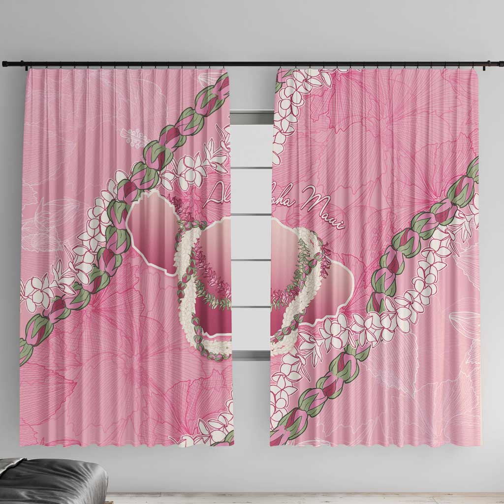 Hawaii Maui Island Flowers Lei Window Curtain Lokelani Rose Pink