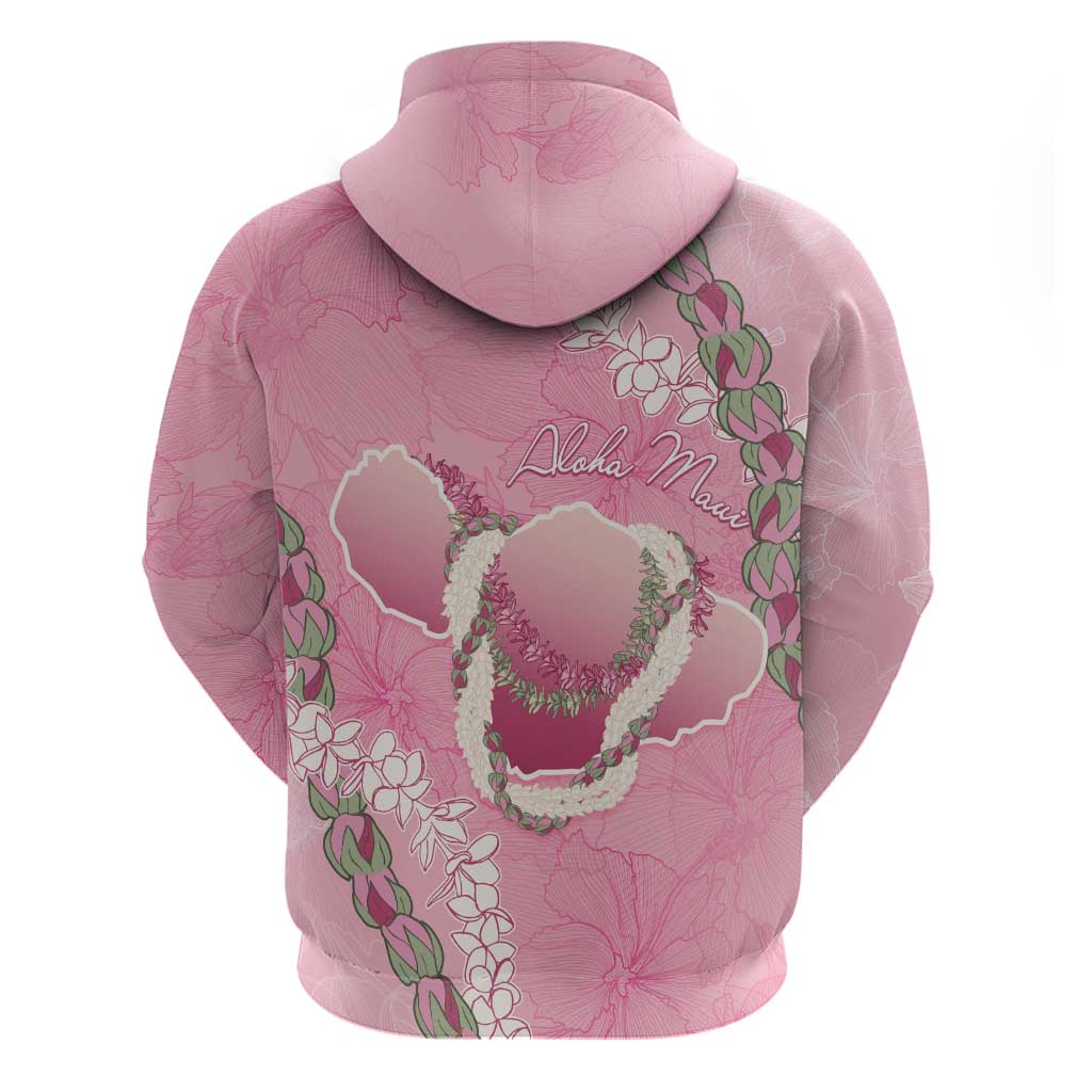 Hawaii Maui Island Flowers Lei Zip Hoodie Lokelani Rose Pink LT7 - Polynesian Pride