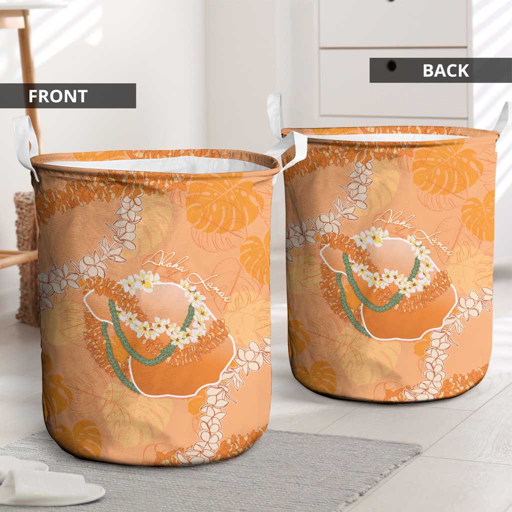 Hawaii Lanai Island Flowers Lei Laundry Basket Orange Kaunaoa Mix Maile LT7 - Polynesian Pride