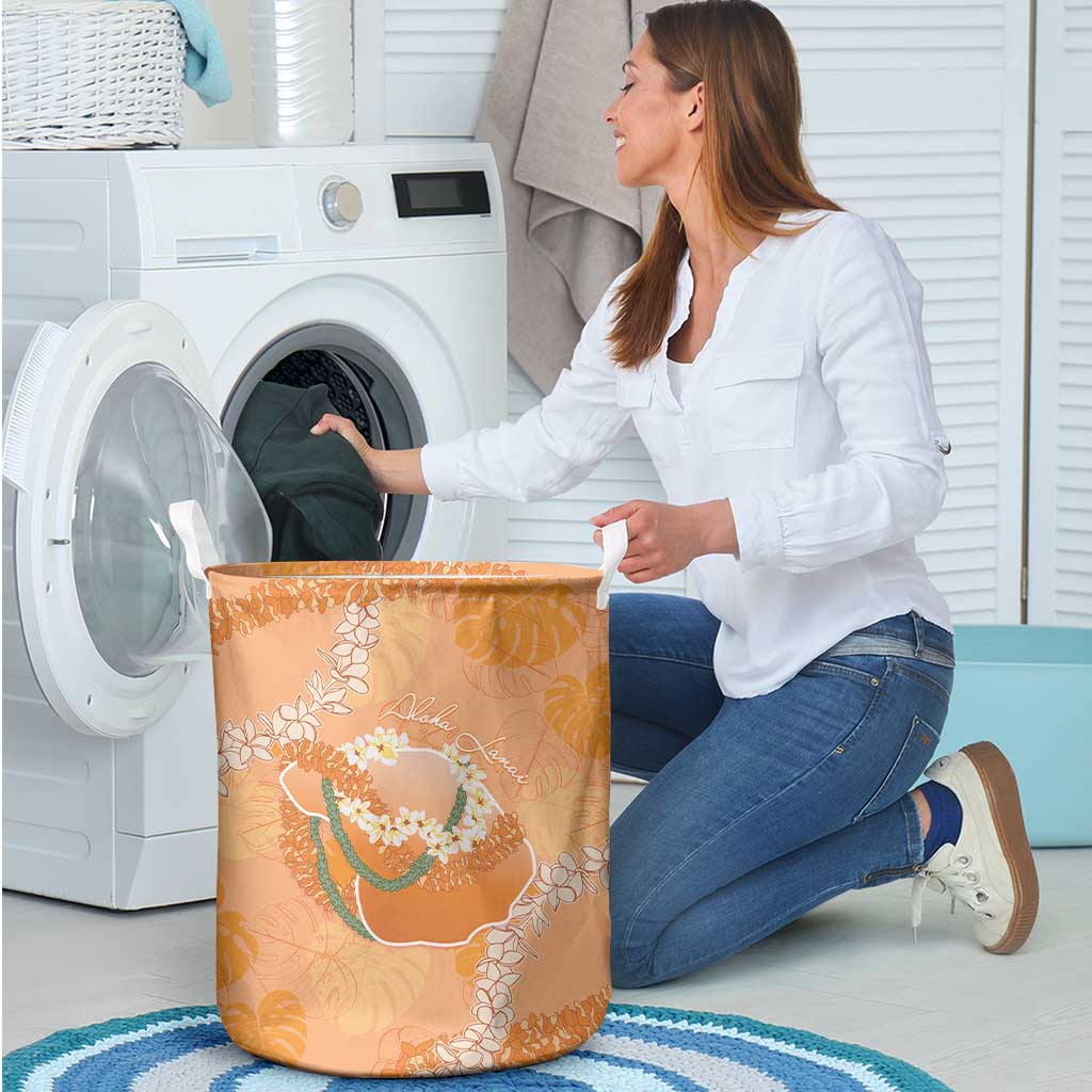 Hawaii Lanai Island Flowers Lei Laundry Basket Orange Kaunaoa Mix Maile LT7 - Polynesian Pride
