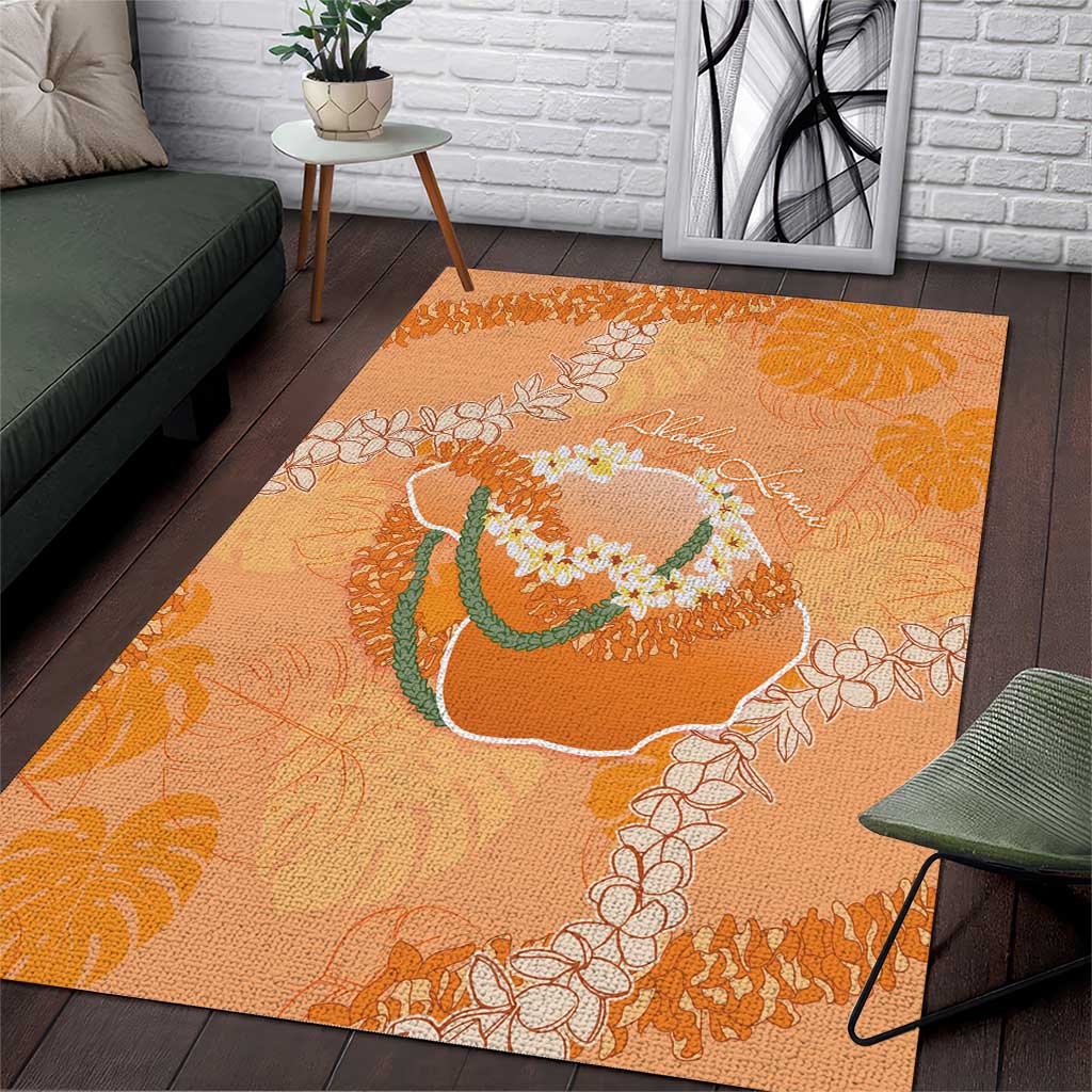 Hawaii Lanai Island Flowers Lei Area Rug Orange Kaunaoa Mix Maile