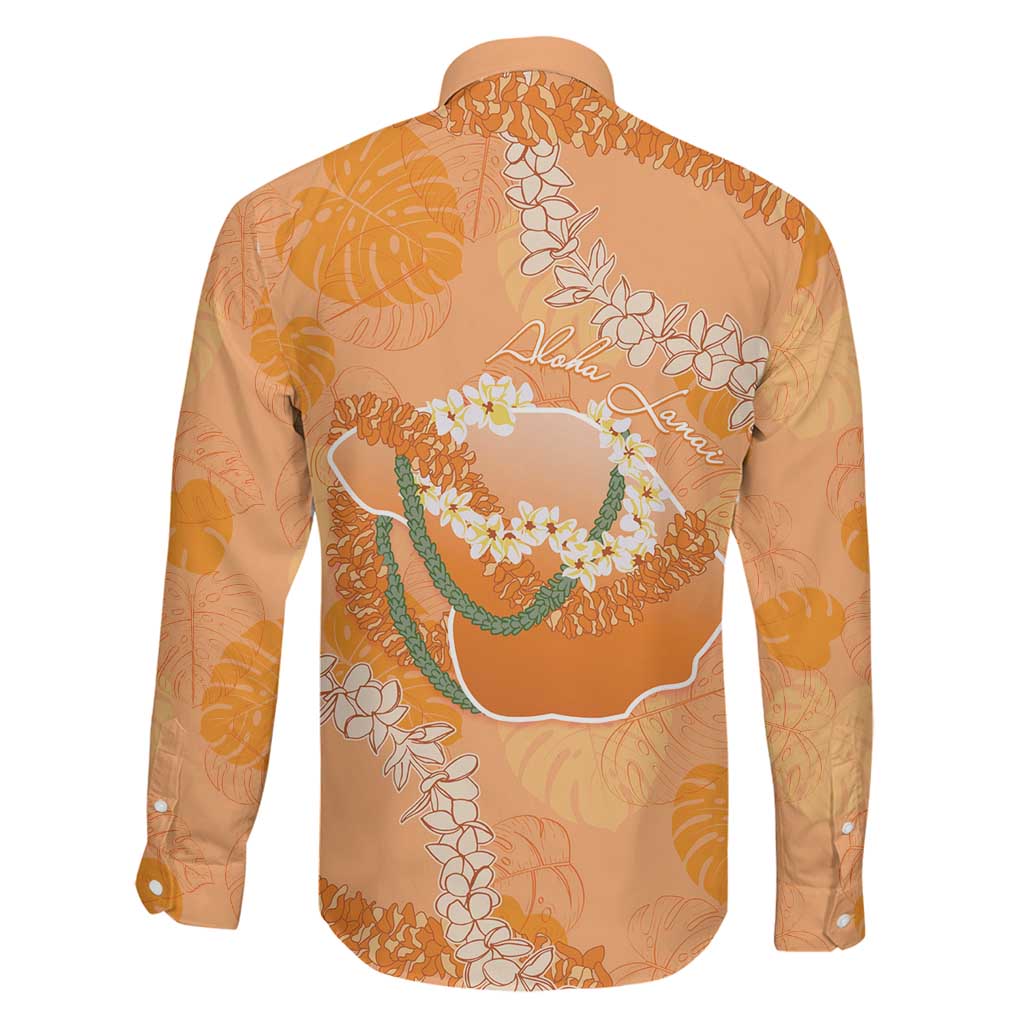 Hawaii Lanai Island Flowers Lei Family Matching Short Sleeve Bodycon Dress and Hawaiian Shirt Orange Kaunaoa Mix Maile