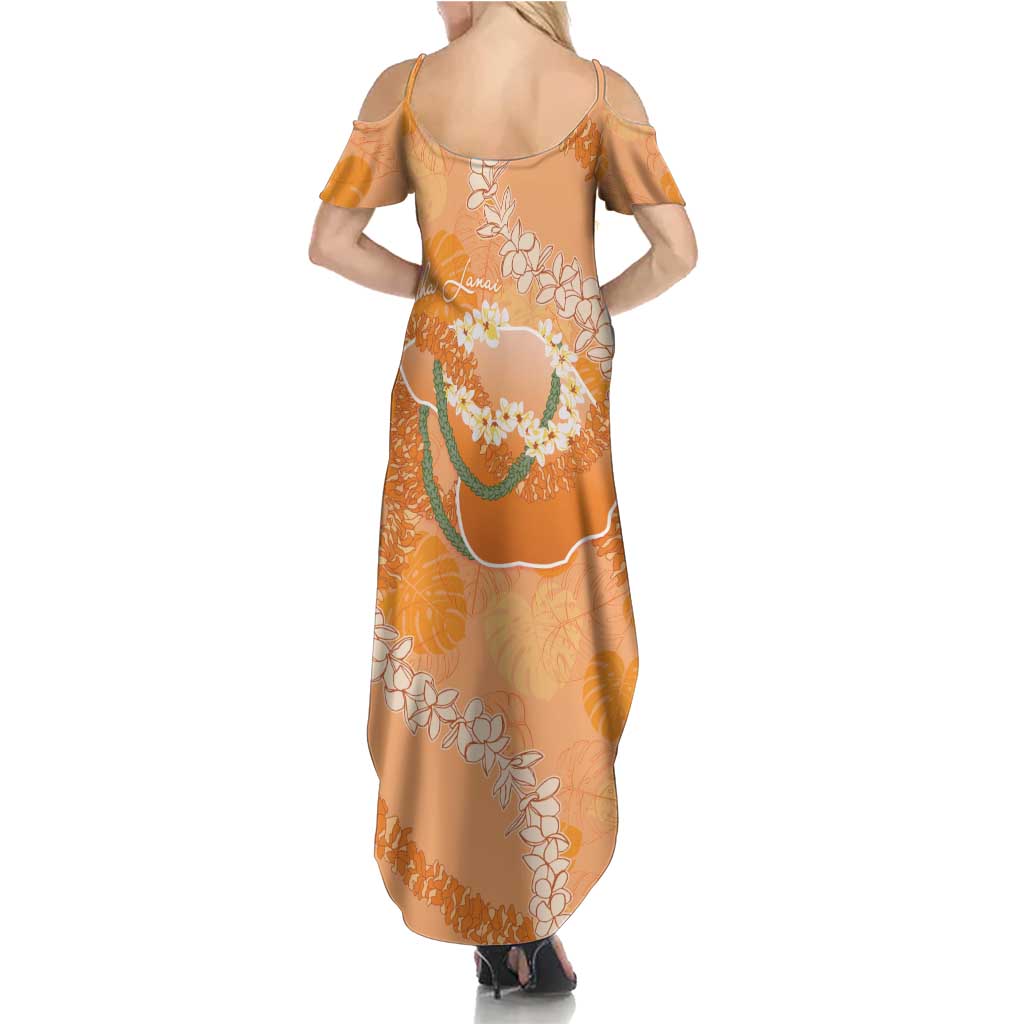 Hawaii Lanai Island Flowers Lei Family Matching Summer Maxi Dress and Hawaiian Shirt Orange Kaunaoa Mix Maile
