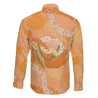 Hawaii Lanai Island Flowers Lei Family Matching Tank Maxi Dress and Hawaiian Shirt Orange Kaunaoa Mix Maile