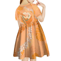 Hawaii Lanai Island Flowers Lei Kid Short Sleeve Dress Orange Kaunaoa Mix Maile