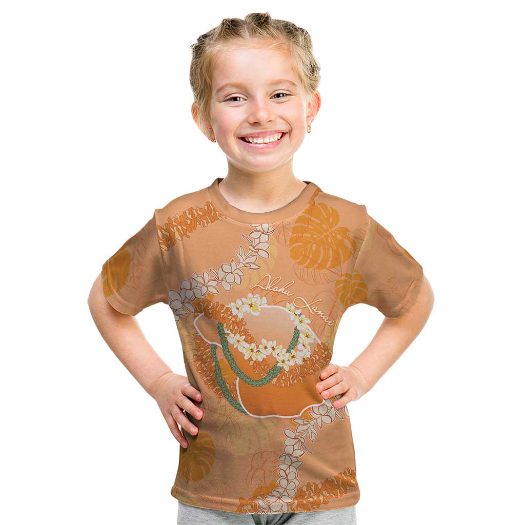 Hawaii Lanai Island Flowers Lei Kid T Shirt Orange Kaunaoa Mix Maile