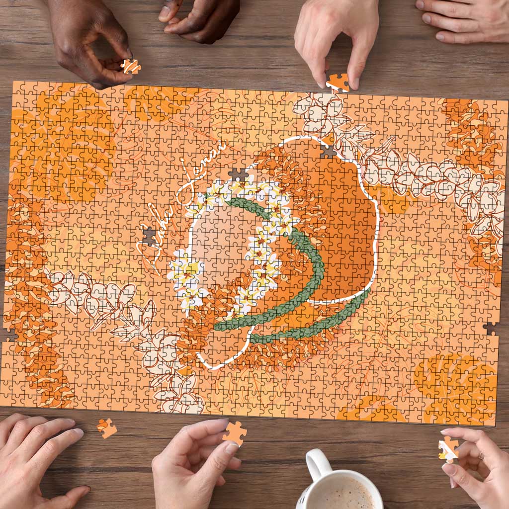 Hawaii Lanai Island Flowers Lei Puzzle Orange Kaunaoa Mix Maile LT7 - Polynesian Pride