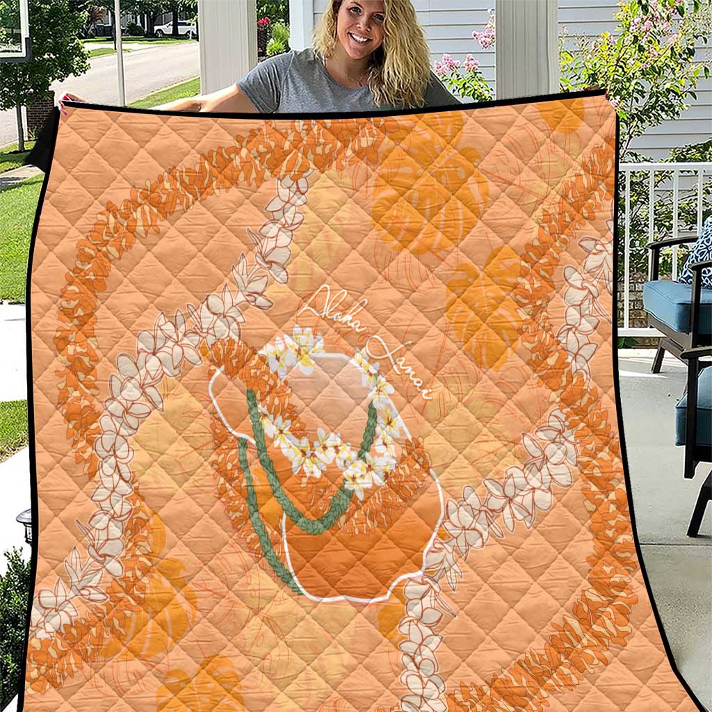 Hawaii Lanai Island Flowers Lei Quilt Orange Kaunaoa Mix Maile LT7 Orange - Polynesian Pride
