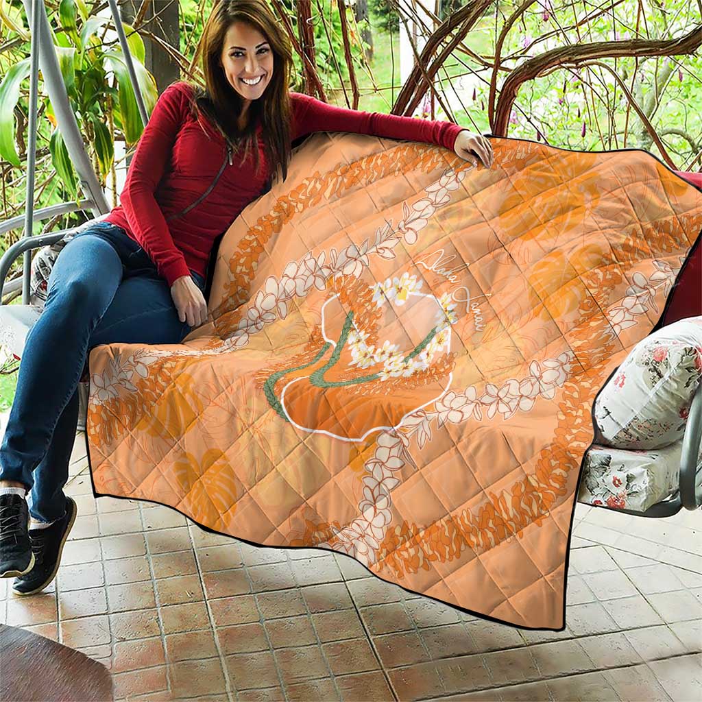 Hawaii Lanai Island Flowers Lei Quilt Orange Kaunaoa Mix Maile LT7 - Polynesian Pride