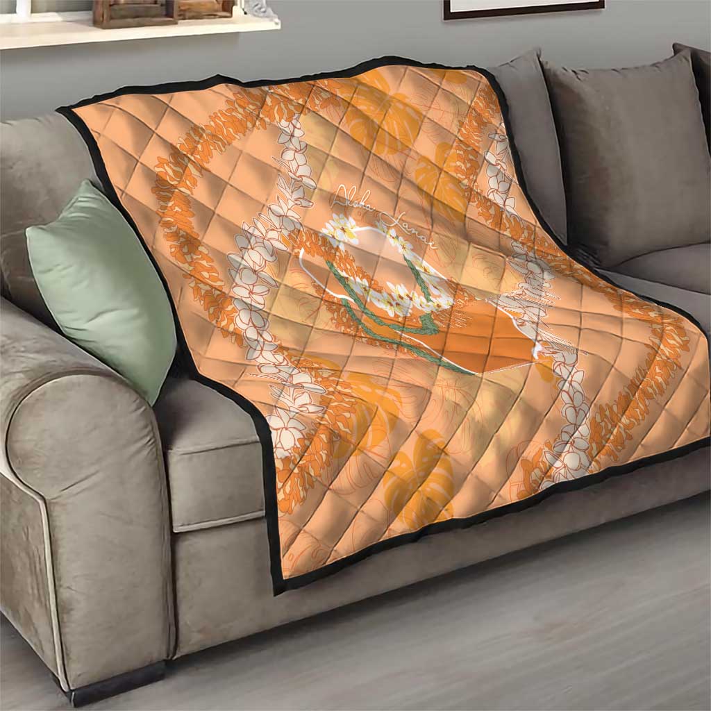 Hawaii Lanai Island Flowers Lei Quilt Orange Kaunaoa Mix Maile LT7 - Polynesian Pride