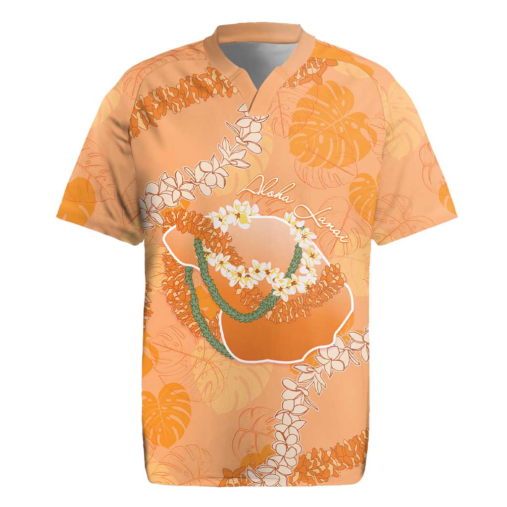 Hawaii Lanai Island Flowers Lei Rugby Jersey Orange Kaunaoa Mix Maile LT7 Orange - Polynesian Pride