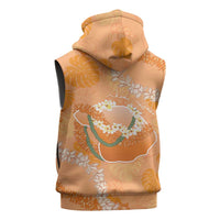 Hawaii Lanai Island Flowers Lei Sleeveless Hoodie Orange Kaunaoa Mix Maile