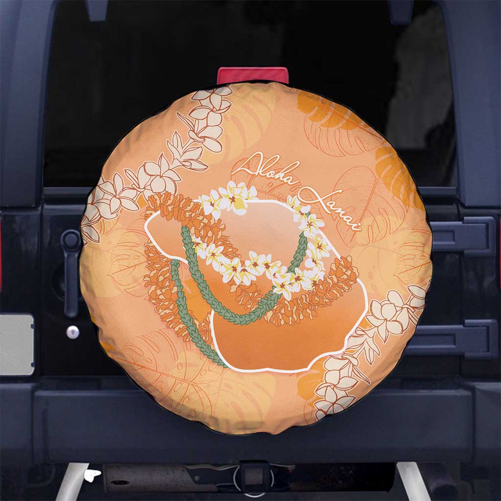 Hawaii Lanai Island Flowers Lei Spare Tire Cover Orange Kaunaoa Mix Maile LT7 No hole Orange - Polynesian Pride