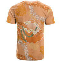 Hawaii Lanai Island Flowers Lei T Shirt Orange Kaunaoa Mix Maile