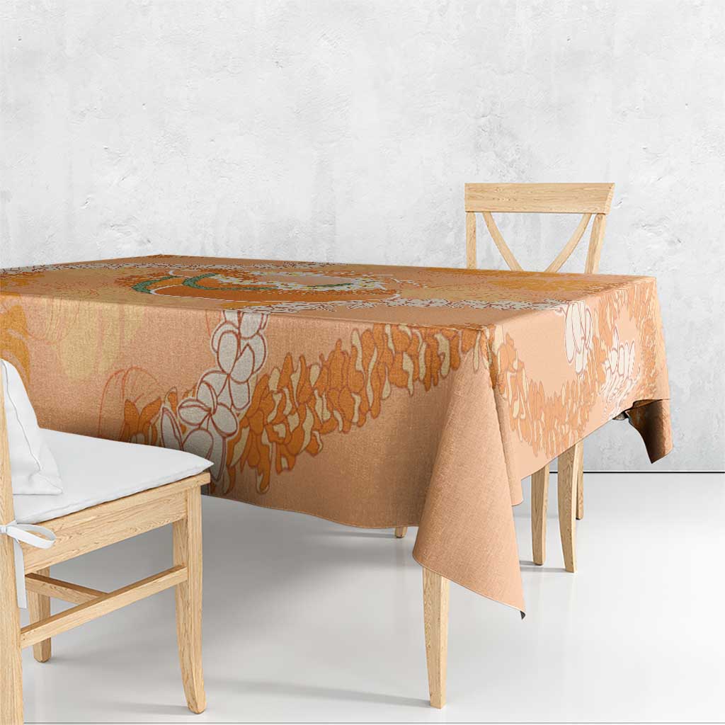 Hawaii Lanai Island Flowers Lei Tablecloth Orange Kaunaoa Mix Maile LT7 - Polynesian Pride