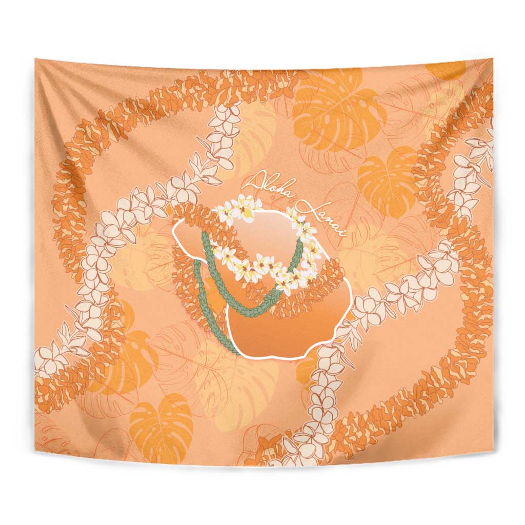 Hawaii Lanai Island Flowers Lei Tapestry Orange Kaunaoa Mix Maile LT7 - Polynesian Pride