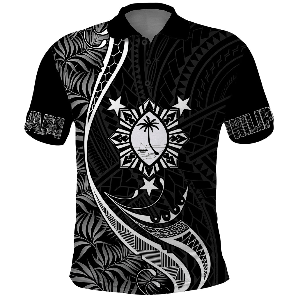 Custom Philippines Mix Guam Polo Shirt Tropical Style LT7 Black - Polynesian Pride