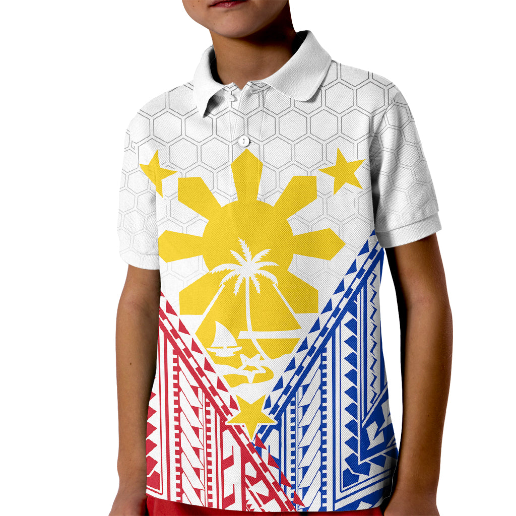 Personalised Philippines Mix Guam Kid Polo Shirt Filipino Flag Style LT7 Kid White - Polynesian Pride