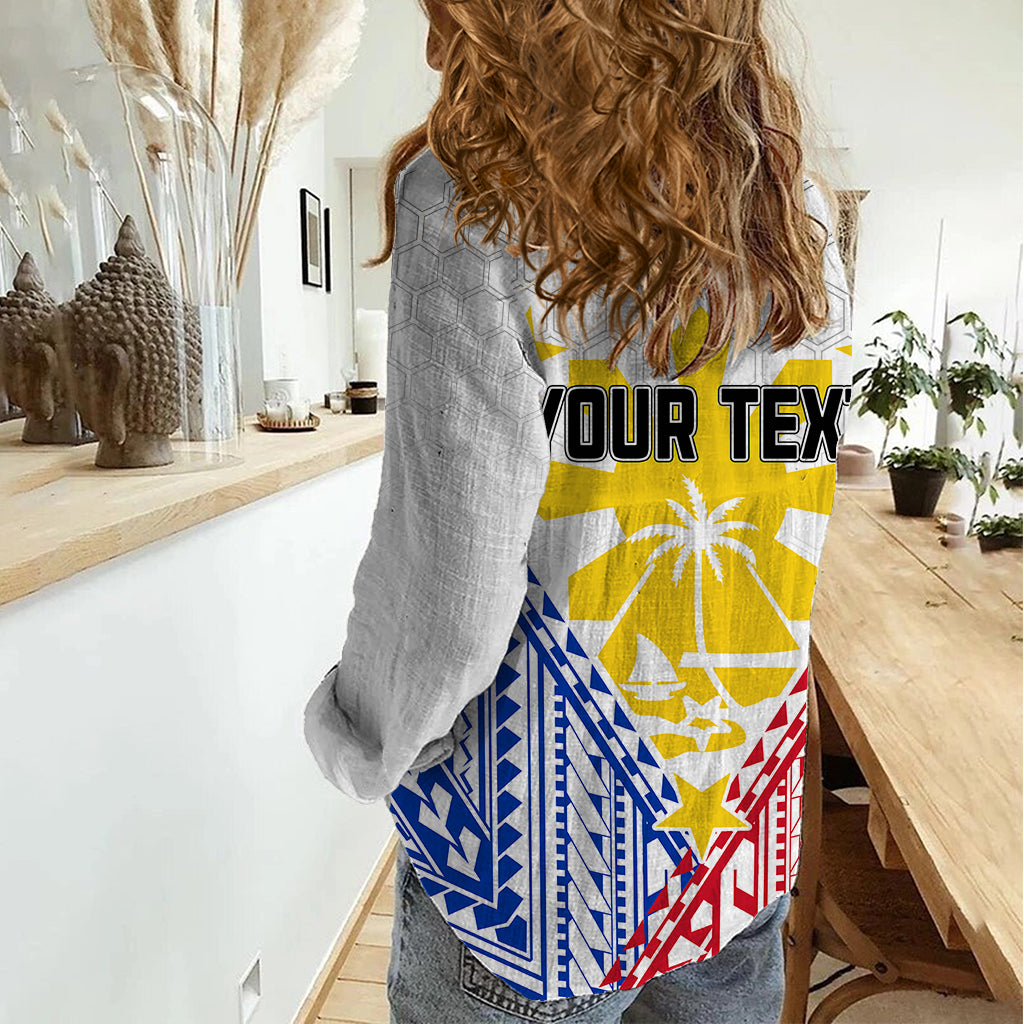 Personalised Philippines Mix Guam Women Casual Shirt Filipino Flag Style LT7 - Polynesian Pride
