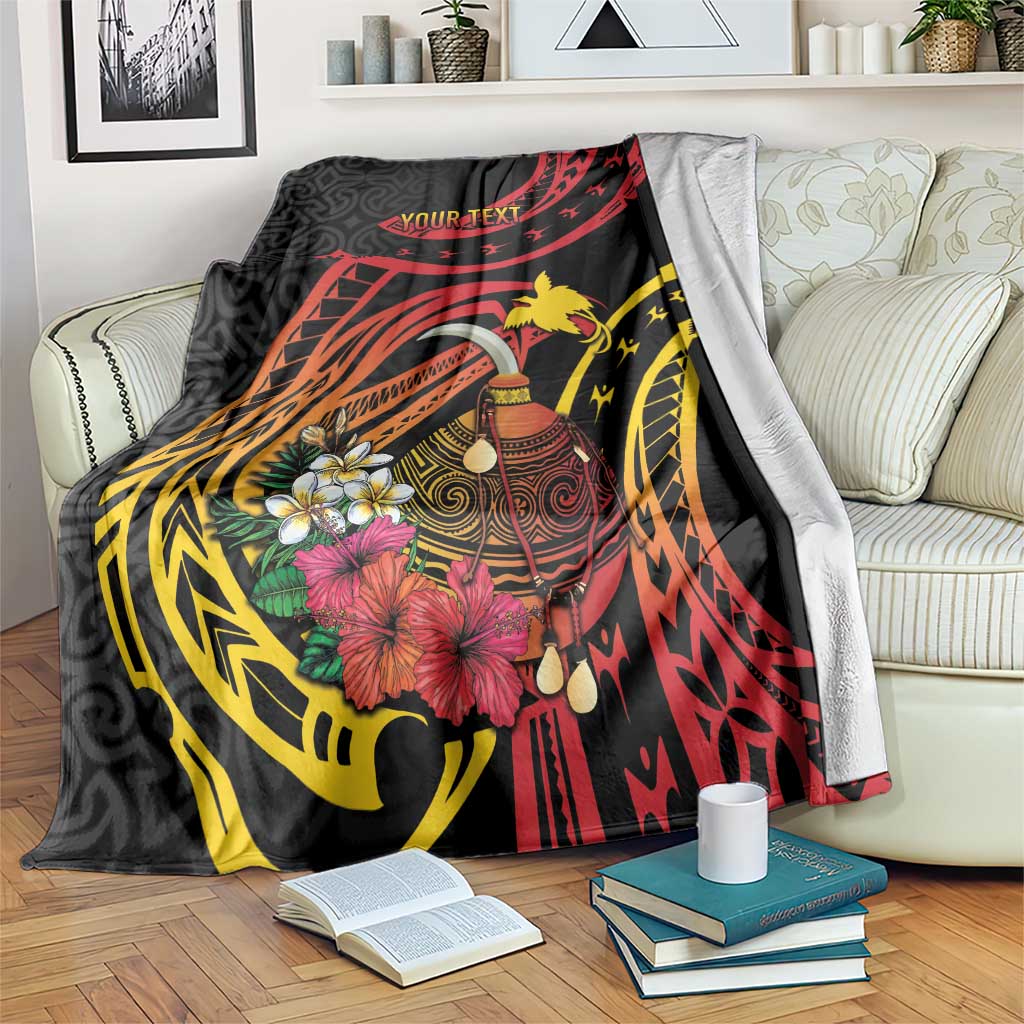 Personalized Milne Bay Blanket PNG Lime Pot with Oro Tapa LT7 Black - Polynesian Pride