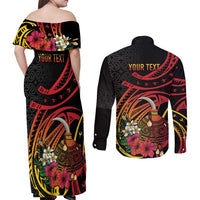 Personalized Milne Bay Couples Matching Off Shoulder Maxi Dress and Long Sleeve Button Shirt PNG Lime Pot with Oro Tapa