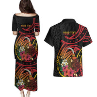 Personalized Milne Bay Couples Matching Puletasi and Hawaiian Shirt PNG Lime Pot with Oro Tapa