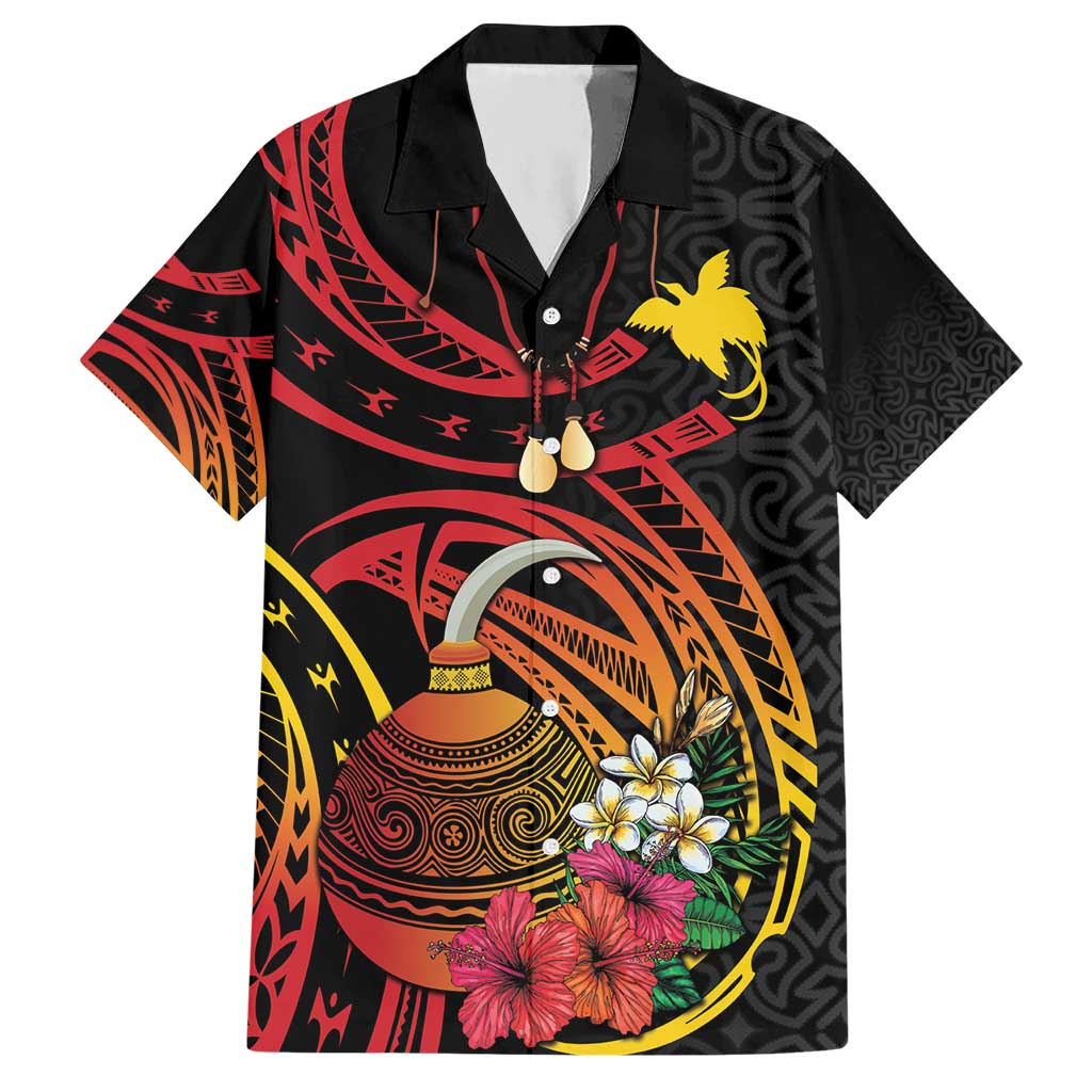 Personalized Milne Bay Hawaiian Shirt PNG Lime Pot with Oro Tapa LT7 Black - Polynesian Pride