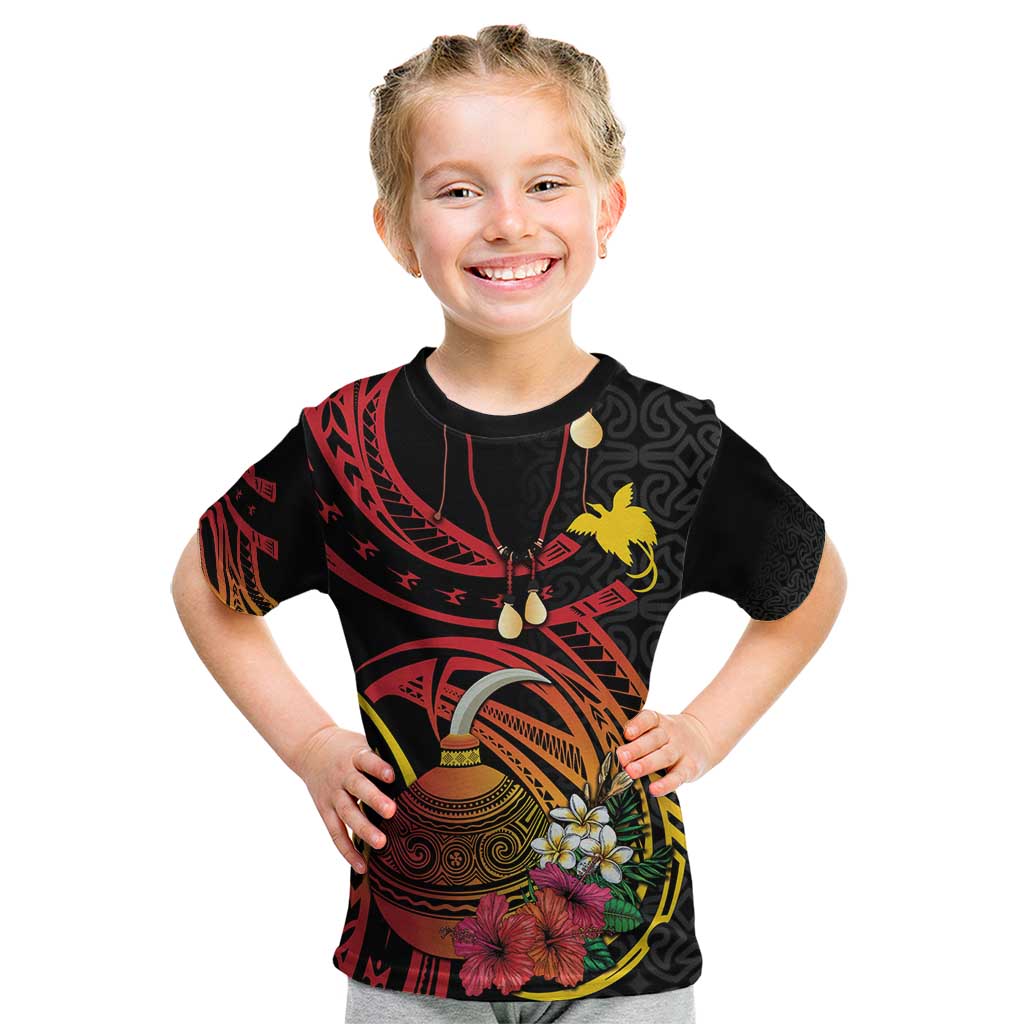 Personalized Milne Bay Kid T Shirt PNG Lime Pot with Oro Tapa LT7 Black - Polynesian Pride