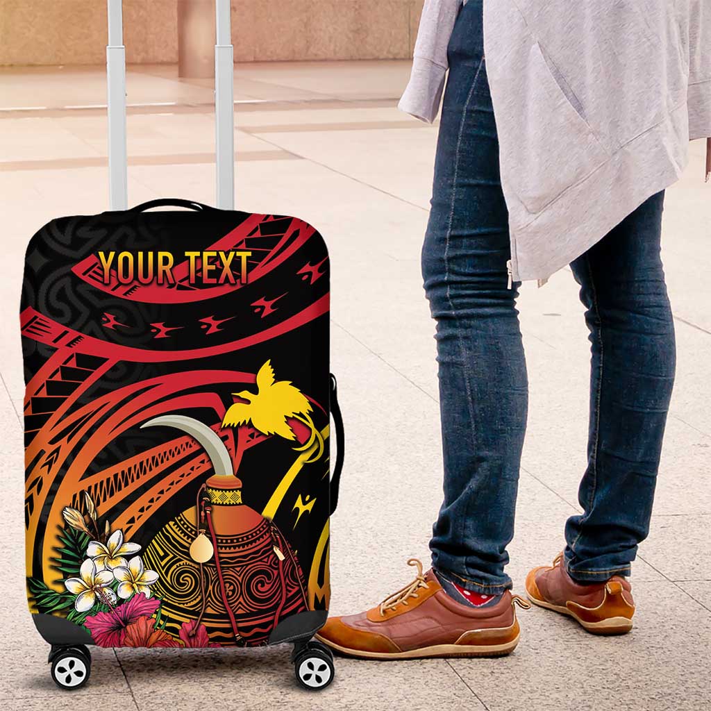 Personalized Milne Bay Luggage Cover PNG Lime Pot with Oro Tapa LT7 Black - Polynesian Pride