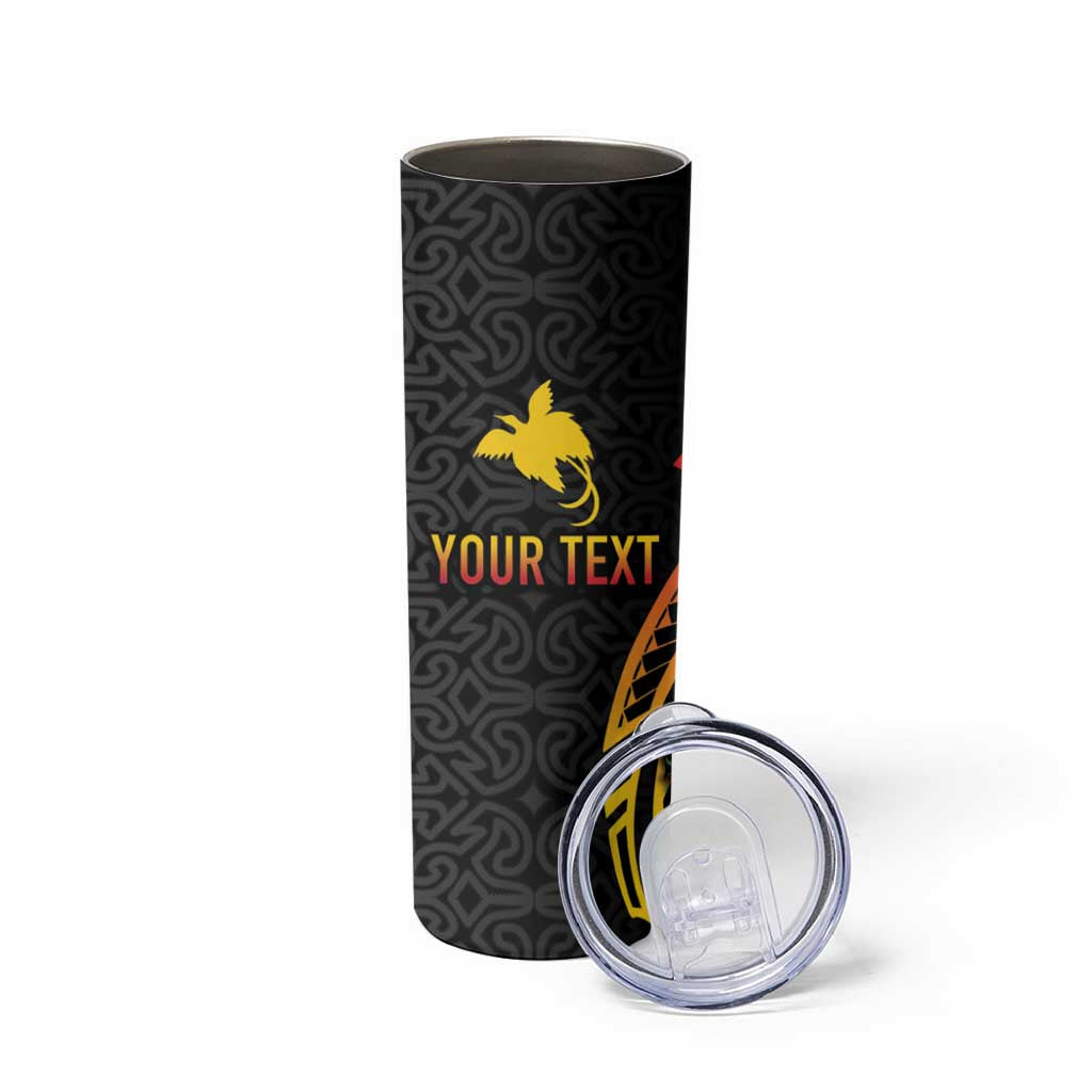 Personalized Milne Bay Skinny Tumbler PNG Lime Pot with Oro Tapa LT7 - Polynesian Pride