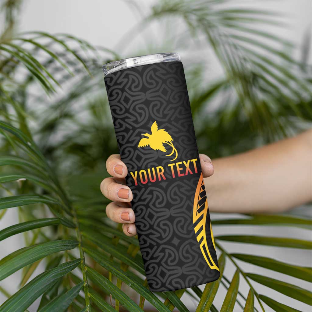 Personalized Milne Bay Skinny Tumbler PNG Lime Pot with Oro Tapa LT7 - Polynesian Pride
