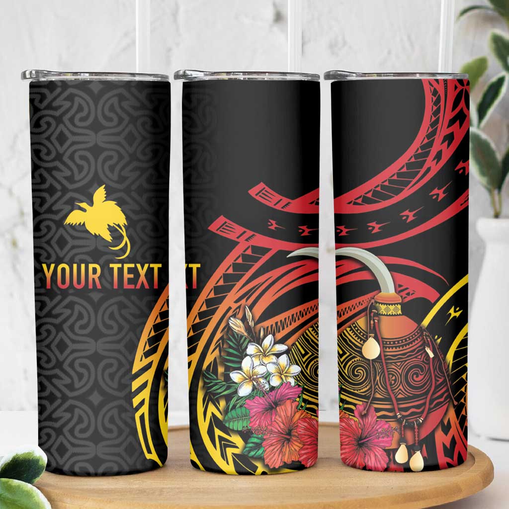 Personalized Milne Bay Skinny Tumbler PNG Lime Pot with Oro Tapa LT7 - Polynesian Pride