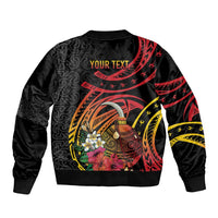 Personalized Milne Bay Sleeve Zip Bomber Jacket PNG Lime Pot with Oro Tapa LT7 - Polynesian Pride