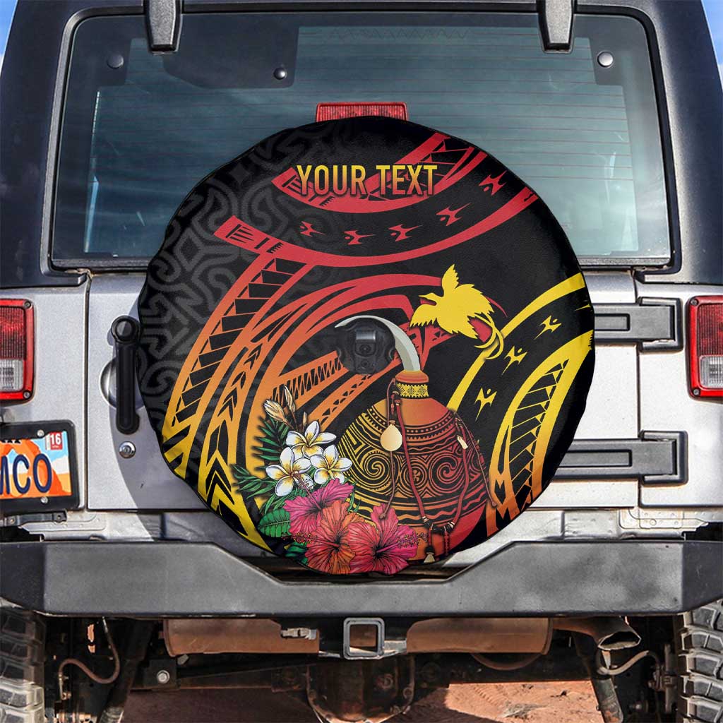 Personalized Milne Bay Spare Tire Cover PNG Lime Pot with Oro Tapa LT7 Black - Polynesian Pride