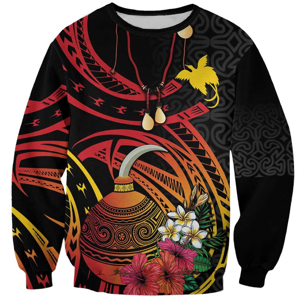 Personalized Milne Bay Sweatshirt PNG Lime Pot with Oro Tapa LT7 Unisex Black - Polynesian Pride